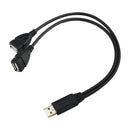 1-to-2 USB 2.0 Y Splitter Cable USB 2.0 Type A Male to 2 USB A Female Converter