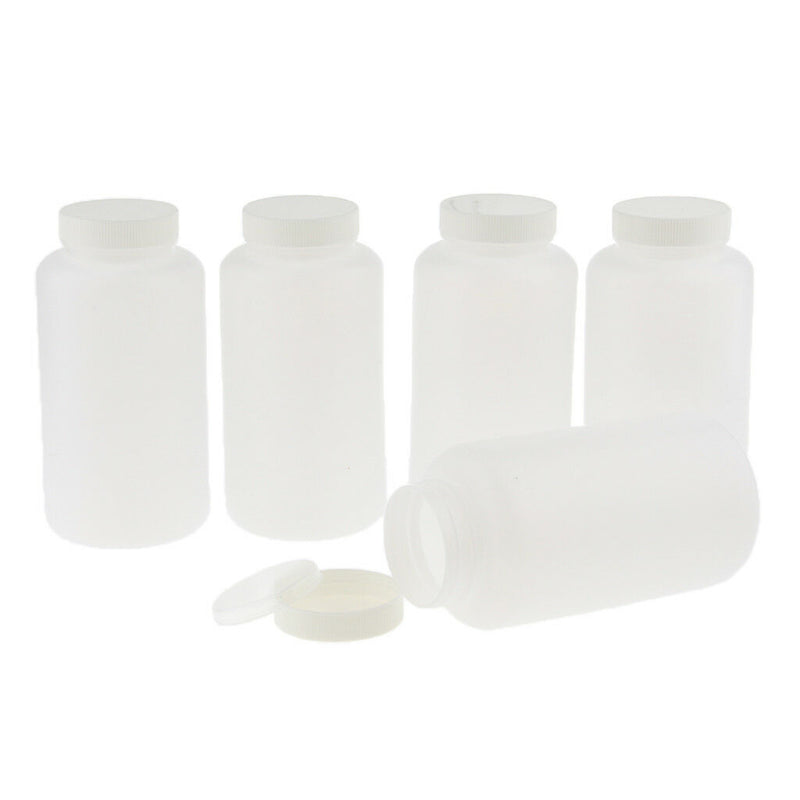 1000ml 5pcs Plastic Reagent Bottle Blue Screw Cap Sample Vials with Lid