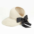 Fashion Bow Sun Hats Women Ponytail Sun Cap Ribbon Knitted Raffia Hat For W J8H7