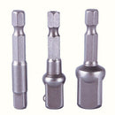 3Pcs Socket Adapter Set Hex Shank to 1/4 3/8 1/2 Inch Impact Driver Drill Bits