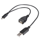 Micro USB Splitter Cable, Micro USB Male to USB-A Male and USB-A Female Adapter