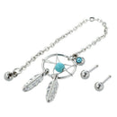 Star Cuff Ear Piercing Cartilage Stud Dangle Earring--Blue