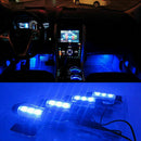 4x 3 LED Charge Car Decorative Light Lamps Car Interior Accessories Foot Blue