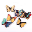 100 ASSORTED COLORS BUTTERFLY SHAPED WOODEN BUTTONS FLATBACK 2 HOLES 28x21mm