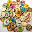 50pcs 20mm Wooden Sewing Buttons 2 Flat Holes Art Embellishments DIY Craft