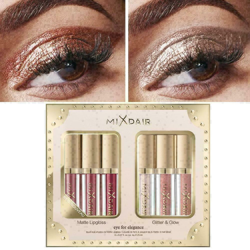 6 Colors/Set Matte Glitter Liquid Lipstick Glazed Lip Gloss Long Lasting L6 H8N9