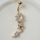 Women's Rhinestone Tassel Navel Dangle Button Belly Ring Bar