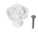 White Rose Flower Knob Europe Ceramic Door Cabinet Cupboard Handles Pull Drawer