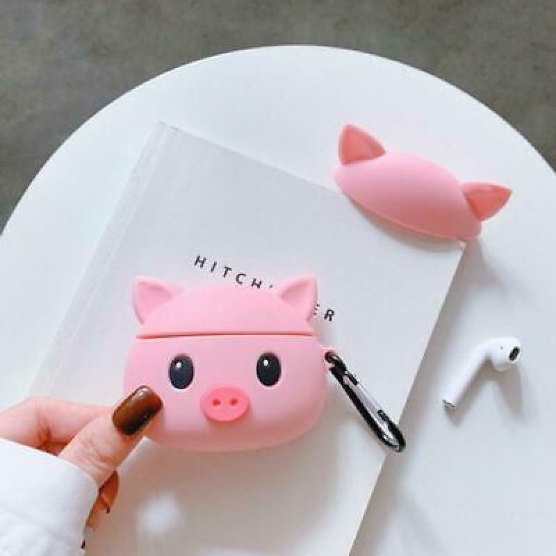 Cute Pink Pig Pattern Protective Cover Shockproof Silicone Case for Airpods 1/2
