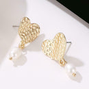 Love Heart Pearls Dangle Ear Stud Women Elegant Sweet Drop Earrings Jewelry A