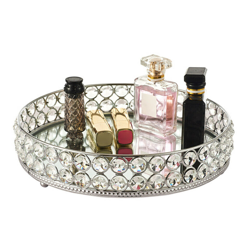 Crystal Vanity Makeup Tray Large Storage Ornate Jewelry Trinket Cosmetic Tray