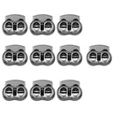 10Pcs Metal Bean String Cord Locks with 2 Holes Toggle Spring Clasp Stop