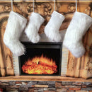 Christmas Stocking White Fluffy Plush Socks Candy Gift Bag Xmas Tree Decor