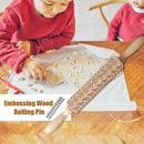 Christmas Snowflake Elk Wooden Rolling Pin Dough Engraved Roller for Baking