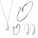 Fashion Women Water Drop Earrings Necklace Bangle Knuckle Ring Jewelry Set