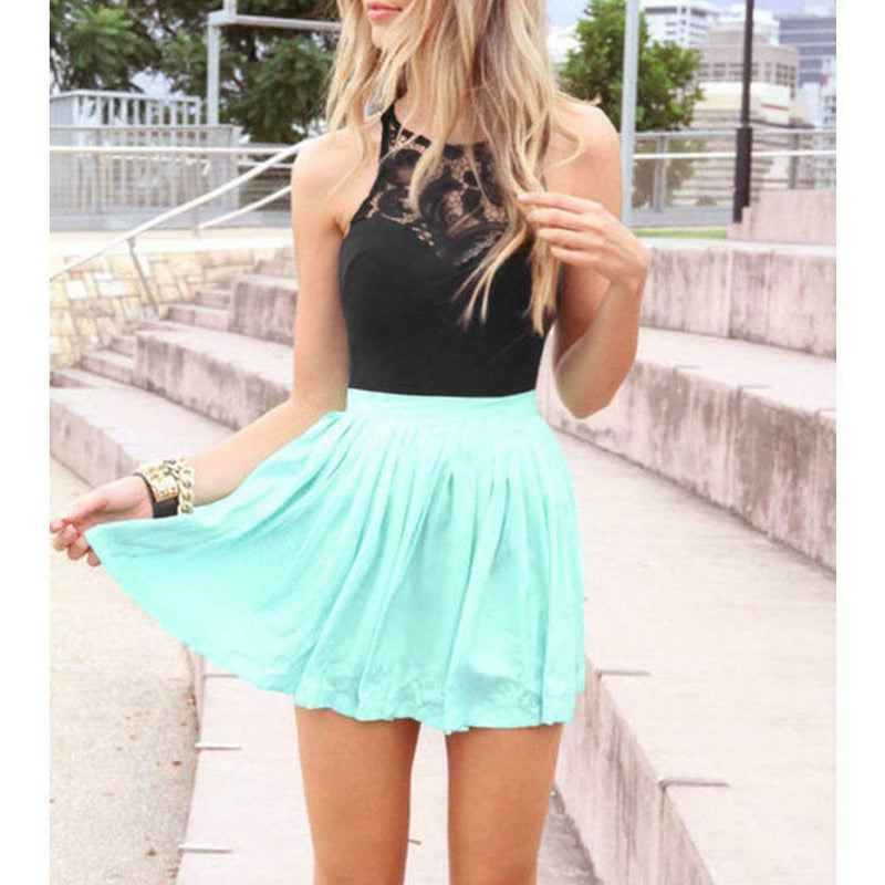 Sexy Women Summer Chiffon Lace Fitted Sleeveless Party mini Dress M A