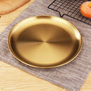 Stainless Steel Dinner Plate Food Serving Lunch Dish BBQ Picnic Golden 23cm