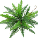 Green Plastic Lifelike Artificial Fern 30-Leaf Bush Plants Indoor outdoor