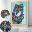 Special Shaped Diamond Painting Wolf Flower Diy 5D Partial Drill Cross Stit G1T6