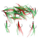 20pcs Feather Fishing Hooks Treble Barbed Squid Fly Tying Lures Baits SZ005