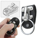 Stainless Steel Black Leather Detachable Key Chain Belt Clip Ring Holder