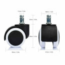 50mm Office Chair Roller Castor Wheels - Set of 5 - black&white