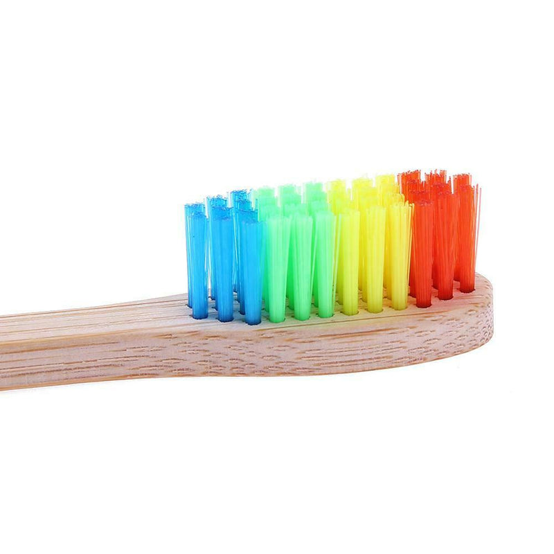 10pcs Soft Rainbow Head Bamboo Toothbrushes Oral Care Teeth Whitening Tools A