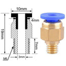 3 Pieces Ptfe Teflon Tube (2 Meters) + 6 Pieces Pc4-M6 Quick Fitting + 6 Pi Y5T9