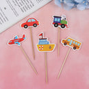 5pcs Cartoon Car Transport Cake Fruit Decorative Food Picks Cupcake ToppersTOCA