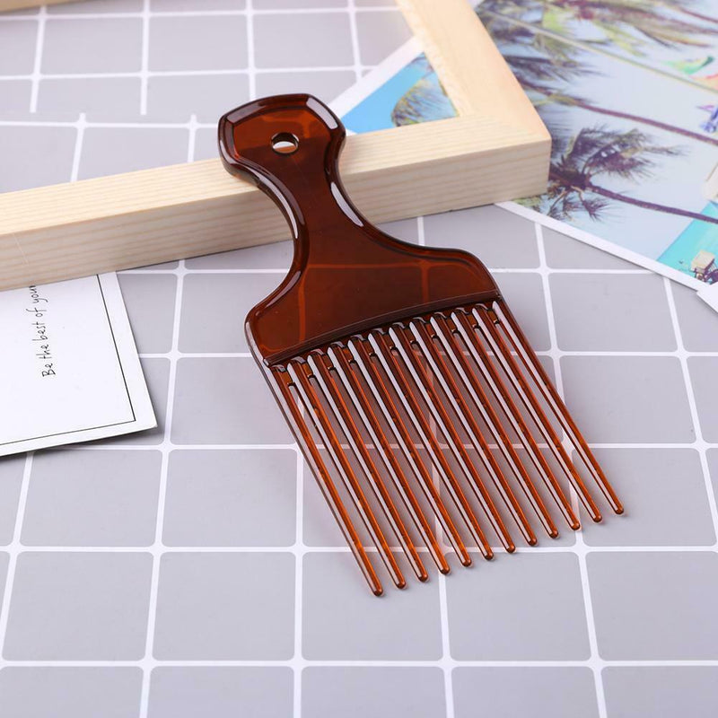 Wide Teeth Afro Hair Fork Comb Unisex Hairstyle Curly Insert Brush (Brown) A