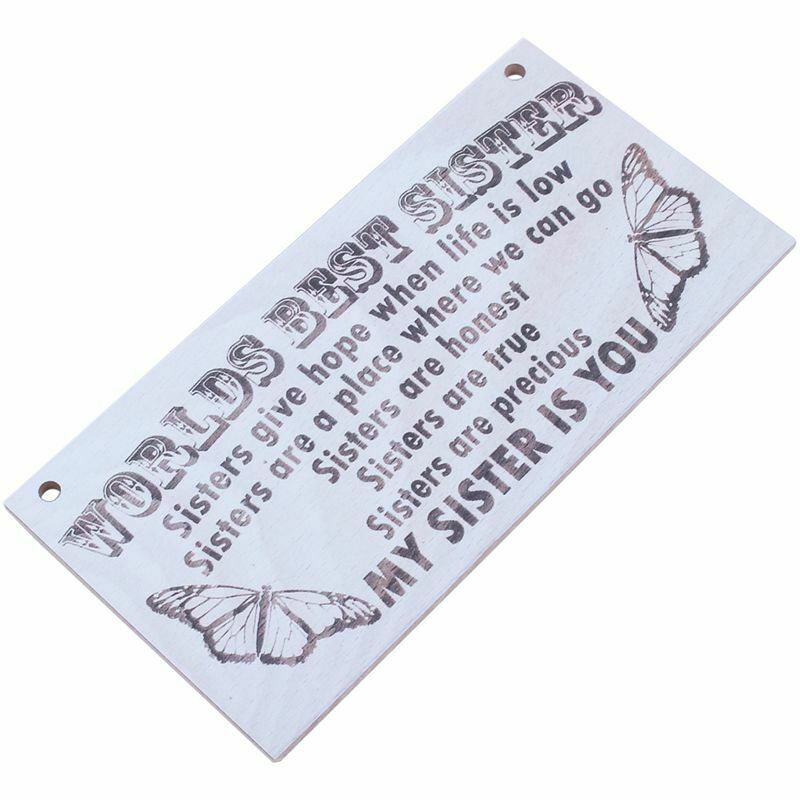 "Worlds Best Sister Sisters Give Hope When Life..." Hanging Wooden Plaque S