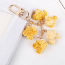 2 Pcs Lovely Popcorn Keychain Keyring for Women Girl Jewelry Simulated Snac H2D9
