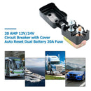 20 AMP 12V/24V Circuit Breaker with Cover Auto Reset Dual Battery 20A Fuse
