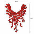 Large Red Flower Lace Embroidery Venise Neckline Motif Collar Patches Applique