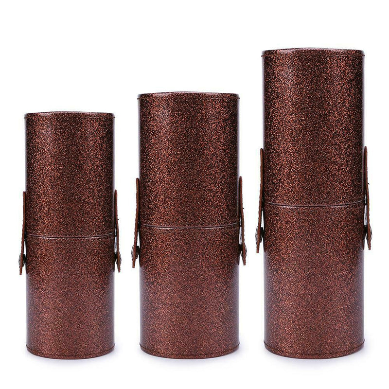 Portable PU Leather Cosmetic Storage Box Makeup Pen Brush Cup (S Brown) A