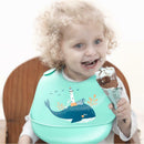 Cartoon Silicone Kids Bib Waterproof Baby Feeding Adjustable Apron (Green)