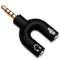 3.5mm Audio Jack to Headphone and Microphone Mic U Splitter Converter Adaptor