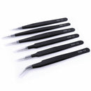 6X Non-magnetic Steel Fine Curved Tip Tweezers Forceps Anti-static ESD SMD chips