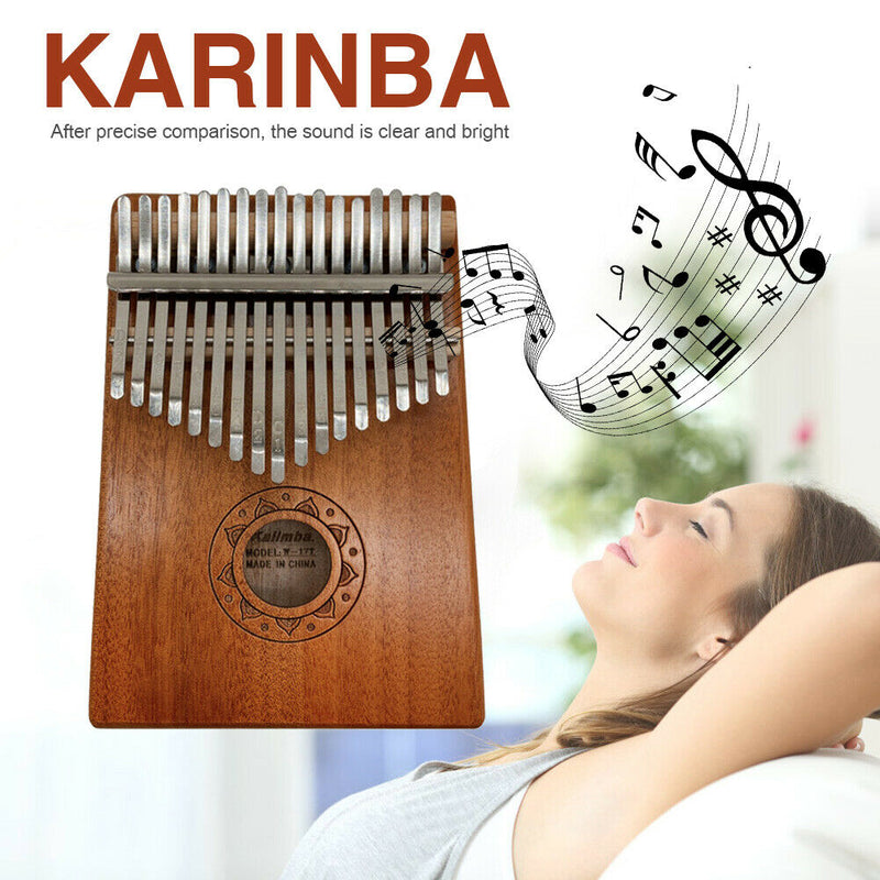17 Keys Mahogany Wood Kalimba Thumb Finger Piano Musical Instrument (Lotus)