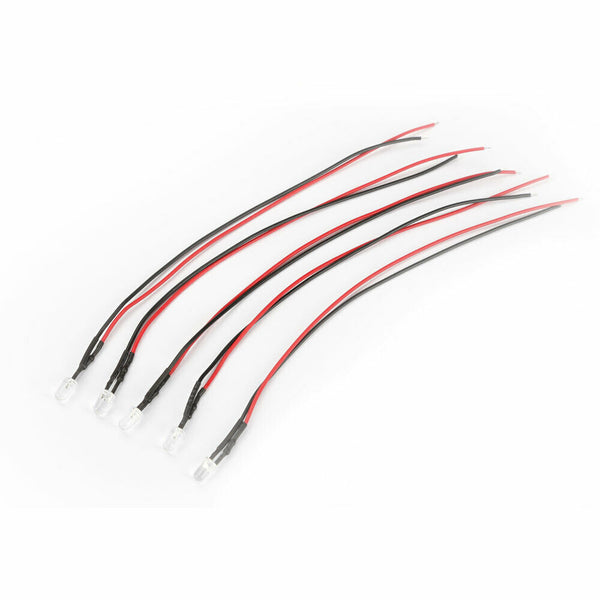 50pcs DC 12V 5mm Car Decor Red Light LED Long Bright Lamp Bulbs with Wire