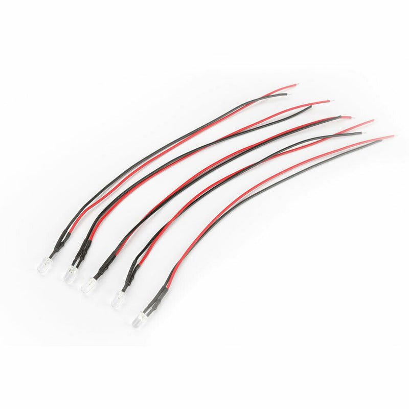 50pcs DC 12V 5mm Car Decor Red Light LED Long Bright Lamp Bulbs with Wire