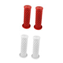 2 Pair Motorbike Motorcycle Handlebar Handle Bar Grips Red and White - 22mm/24mm