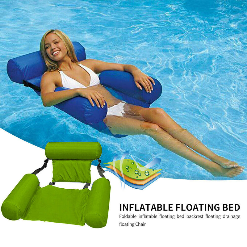Inflatable Foldable Floating Row Beach Swimming Pool Water Hammock (Green)