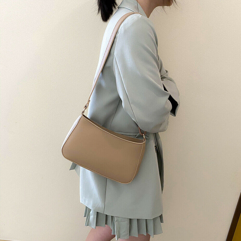 Women Solid Evening Clutch Shoulder Handbags PU Leather Totes Bags (Khaki)