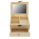 Portable Wooden Jewelry Box, Girls Jewelry Organizer, Mini Travel Case, Mirror,