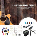 Guitar Picks+Capo+String Winder+Pins+Tuner+Strings Kit Guitar Repair Tool Parts