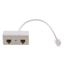 Two Way RJ11 US Telephone Plug to One US Socket Adapter Splitter Phone Line for