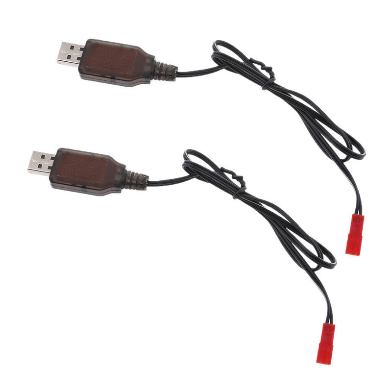 2 Pieces 4.8V USB to JST 2P Female Plug NI-MH/NI-Cd Batteries Charge Cables Cord
