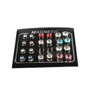 12 Pairs Men Women Magnetic Earrings Clip On Ear Stud Colored Crystal 4-7mm
