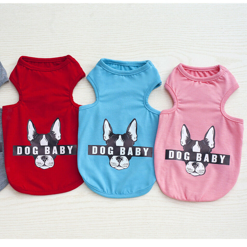 Cute Pattern Pet Puppy Dog Cat Pet Clothes Dress Vest T Shirt  Pink L